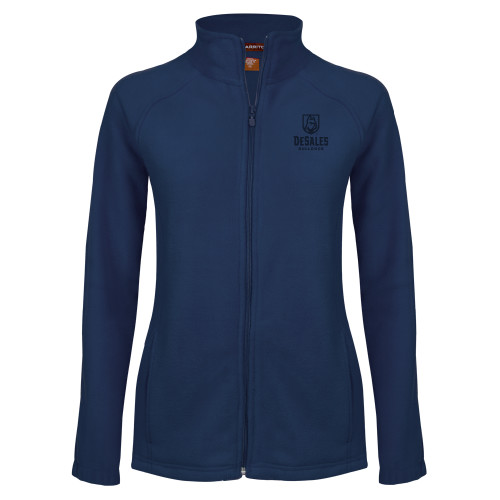 Womens Navy Fleece Full Zip Jacket - Primary Logo