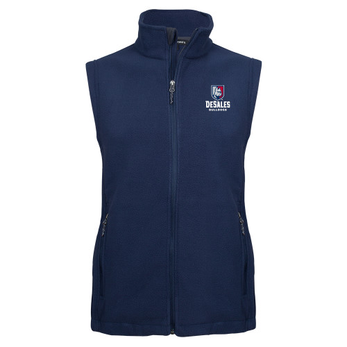  Navy Fleece Full Zip Vest - Primary Logo
