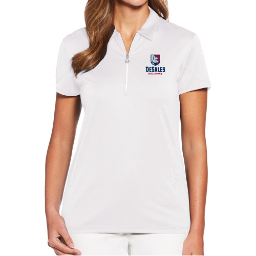  Callaway Womens White Tulip Sleeve Zip Polo - Primary Logo