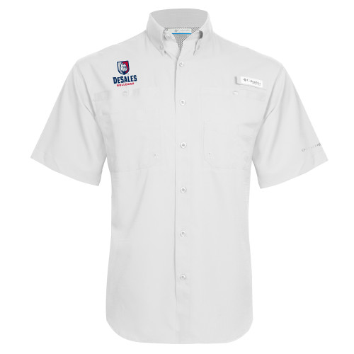  Columbia White Tamiami Performance Short Sleeve Shirt - Primary Logo