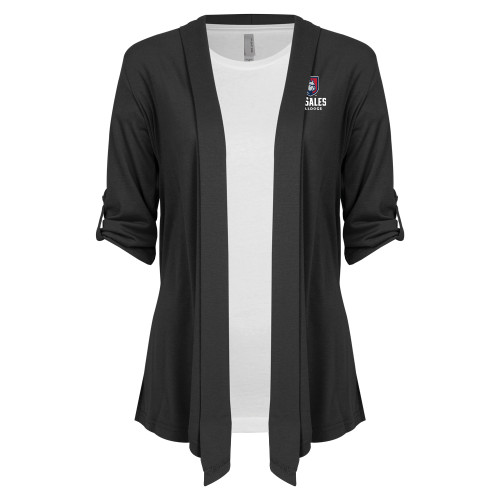 Womens Grey Drape Front Cardigan Sweater - Primary Logo