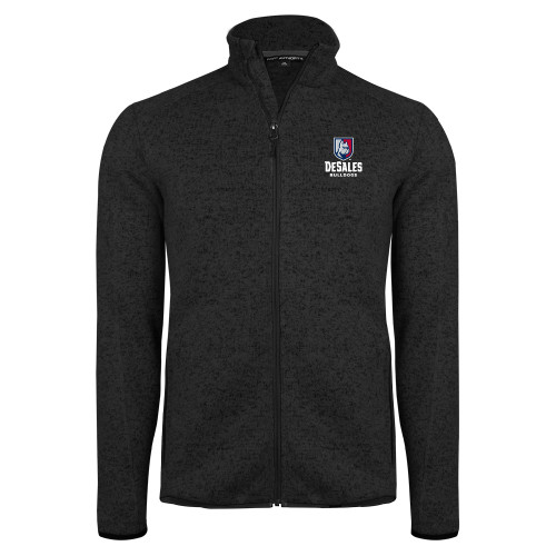  Black Heather  Sweater Fleece Jacket - Primary Logo