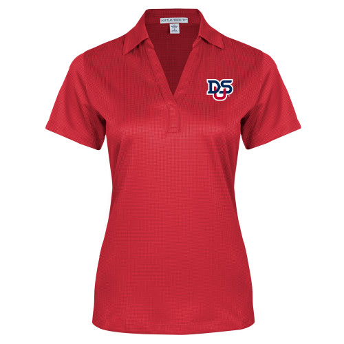  Womens Red Performance Fine Jacquard Polo - DSU Ligature