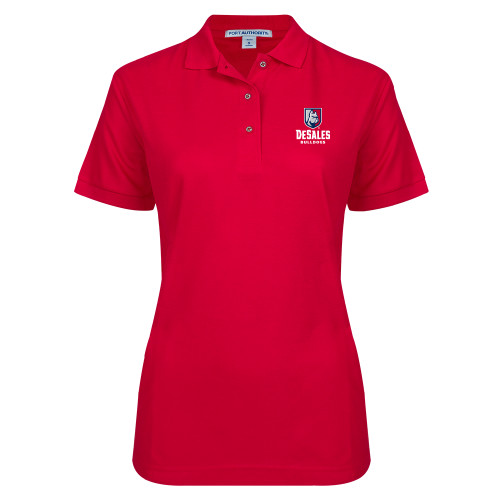  Womens Silk Touch Red Pique Polo - Primary Logo