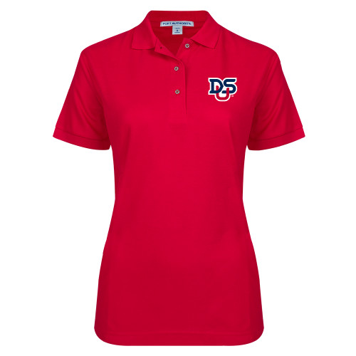  Womens Silk Touch Red Pique Polo - DSU Ligature