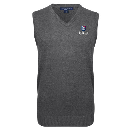  Charcoal VNeck Sweater Vest - Primary Logo