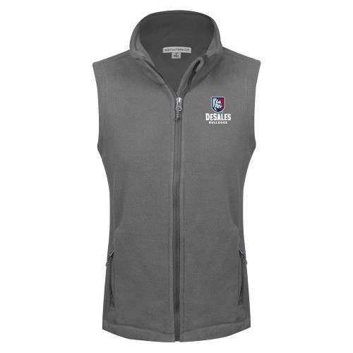  Womens Charcoal Fleece Full Zip Vest - Primary Logo