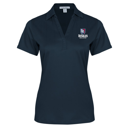  Womens Navy Performance Fine Jacquard Polo - Primary Logo