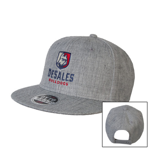  Heather Grey Wool Blend Flat Bill Snapback Hat - Primary Logo