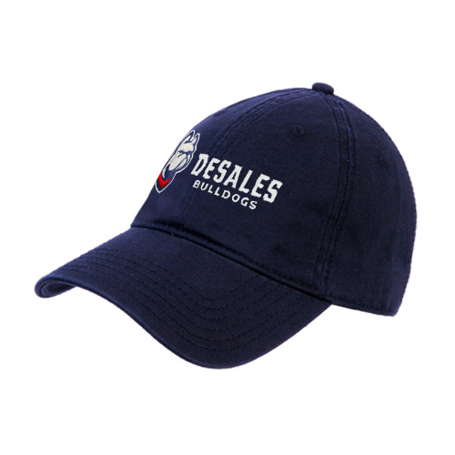  Navy Unstructured Adjustable Low Profile Hat - DeSales Bulldogs w/ Bulldog Head