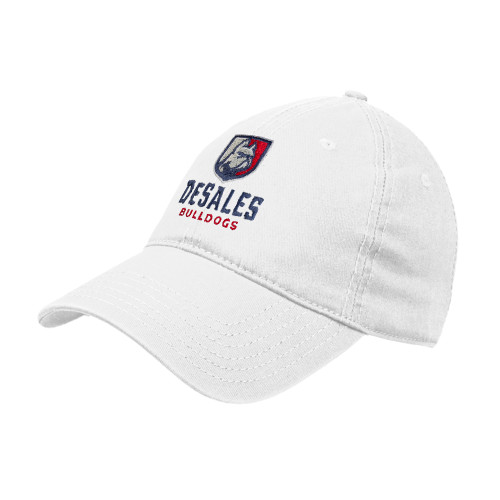  White Unstructured Adjustable Low Profile Hat - Primary Logo