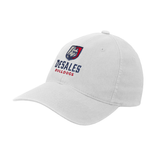  White Flexfit Structured Low Profile Hat - Primary Logo