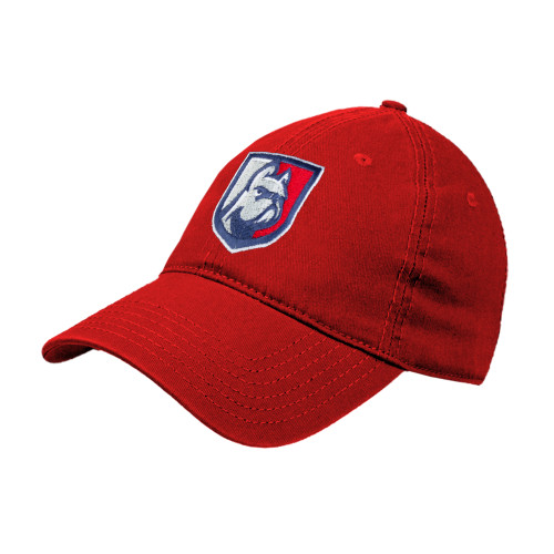  Red Unstructured Adjustable Low Profile Hat - Bulldog Shield