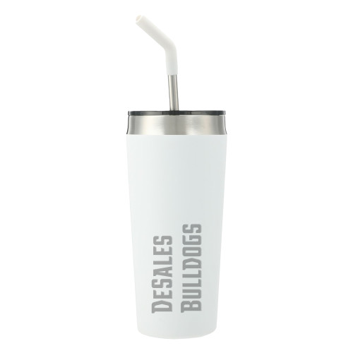  Faye White Vacuum Tumbler w/ Stainless Steel Straw 20 oz - Wordmark Engraved