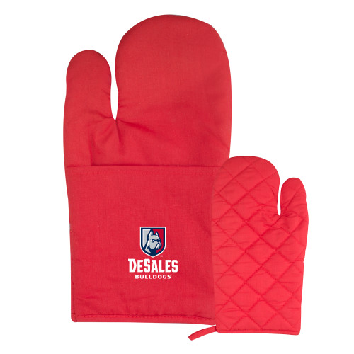  Quilted Canvas Red Oven Mitt - Primary Logo