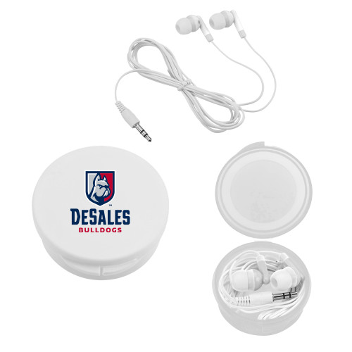  Ear Buds in White Case - Primary Logo