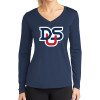 Thumbnail image for  Womens Navy Performance Long Sleeve V Neck Shirt