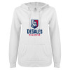 Thumbnail image for  ENZA Womens White V Notch Raw Edge Fleece Hoodie