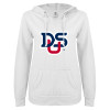 Thumbnail image for  ENZA Womens White V Notch Raw Edge Fleece Hoodie