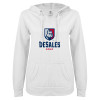Thumbnail image for  ENZA Womens White V Notch Raw Edge Fleece Hoodie