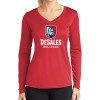 Thumbnail image for  Womens Red Performance Long Sleeve V Neck Shirt