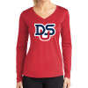 Thumbnail image for  Womens Red Performance Long Sleeve V Neck Shirt