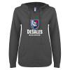 Thumbnail image for  ENZA Womens Dark Heather V Notch Raw Edge Fleece Hoodie