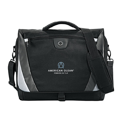 Black/Grey Slope Computer Messenger Bag-American Olean w/Tagline