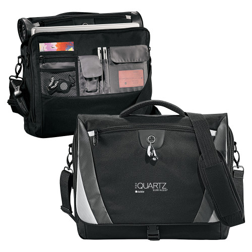 Black/Grey Slope Computer Messenger Bag-ONE Quartz Vertical