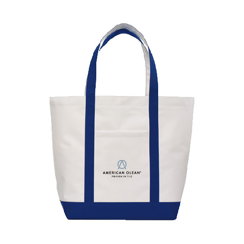 Contender White/Navy Canvas Tote-American Olean w/Tagline