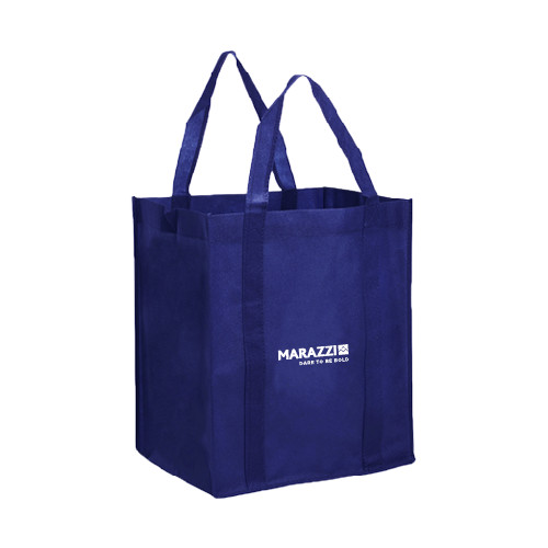 Non Woven Navy Grocery Tote-Marazzi Logo w/Tagline