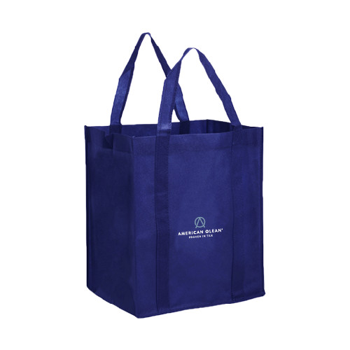 Non Woven Navy Grocery Tote-American Olean w/Tagline