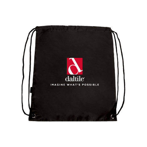 Black Drawstring Backpack-Daltile Stacked Logo w/Tagline