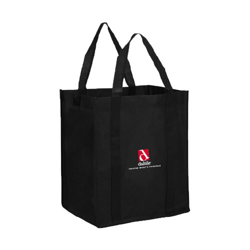 Non Woven Black Grocery Tote-Daltile Stacked Logo w/Tagline