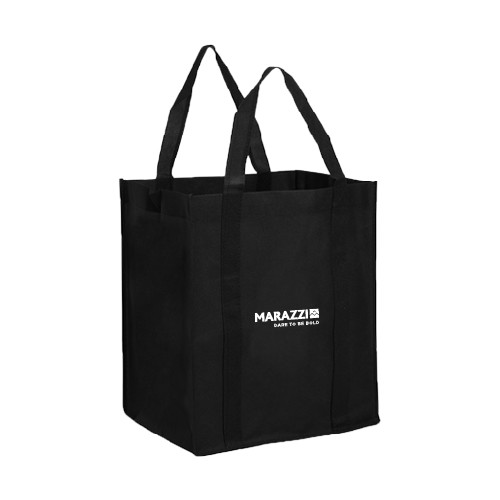 Non Woven Black Grocery Tote-Marazzi Logo w/Tagline