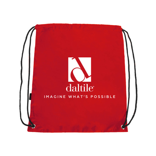 Red Drawstring Backpack-Daltile Stacked Logo w/Tagline