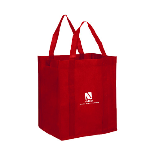 Non Woven Red Grocery Tote-Daltile Stacked Logo w/Tagline