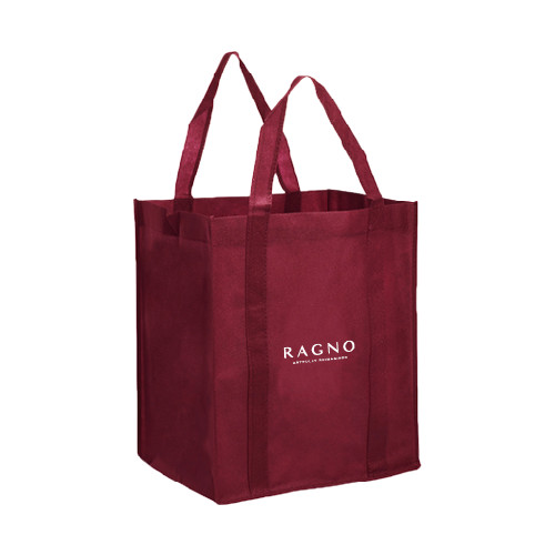 Non Woven Maroon Grocery Tote-Ragno w/Tagline
