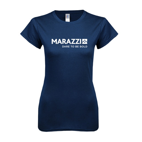 Next Level Womens Navy Boyfriend Tee-Marazzi Logo w/Tagline