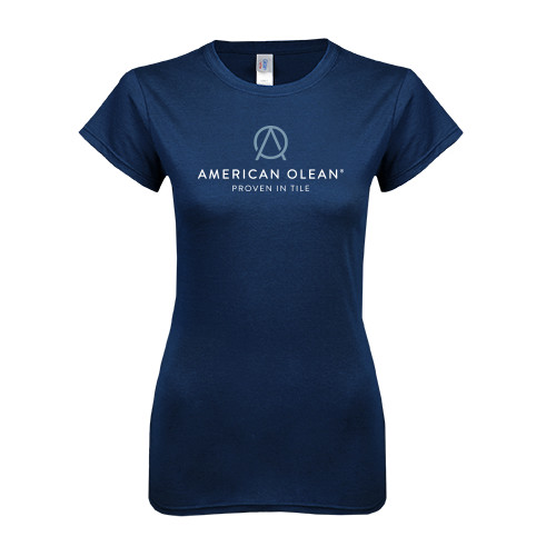Next Level Womens Navy Boyfriend Tee-American Olean w/Tagline