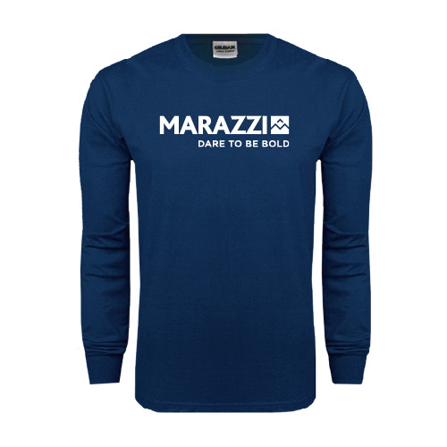Navy Long Sleeve T-Shirt-Marazzi Logo w/Tagline