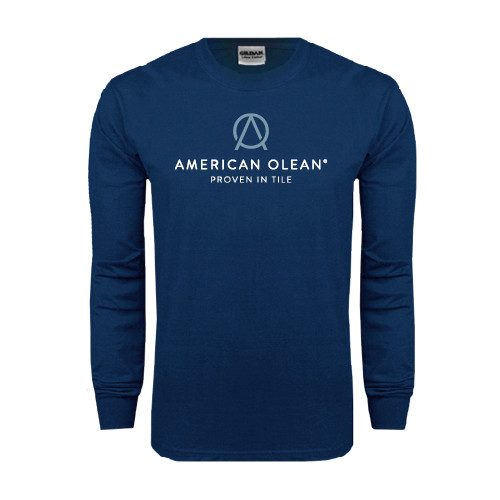 Navy Long Sleeve T-Shirt-American Olean w/Tagline