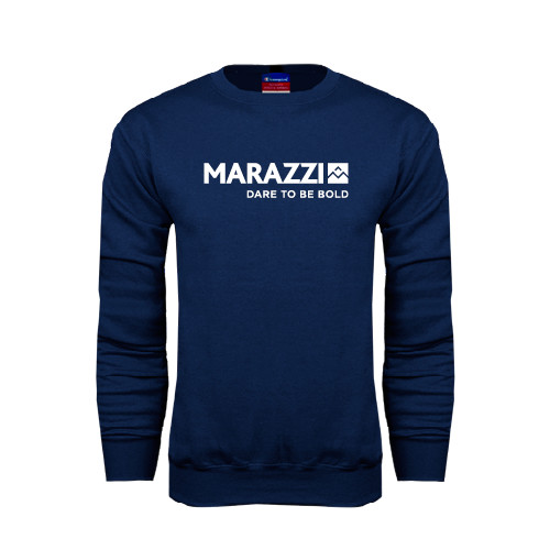 Navy Fleece Crew-Marazzi Logo w/Tagline