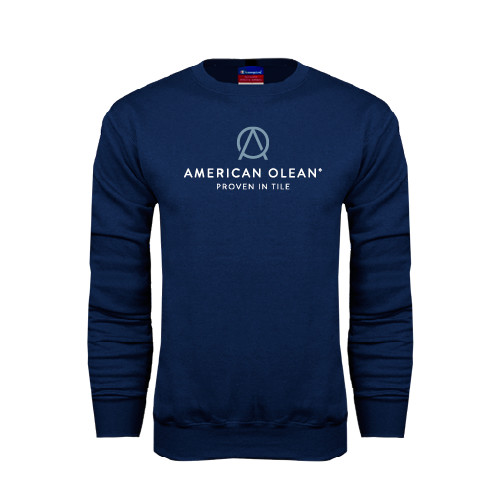 Navy Fleece Crew-American Olean w/Tagline