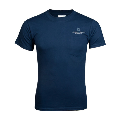 Navy T-Shirt w/Pocket-American Olean w/Tagline