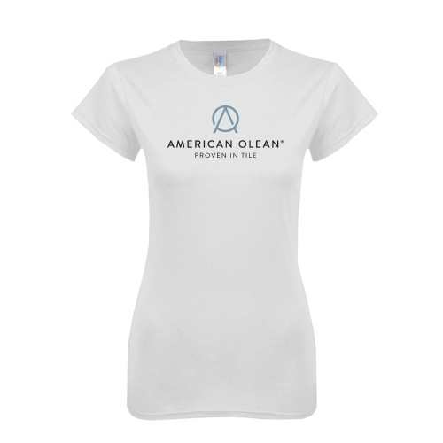 Next Level Womens White Boyfriend Tee-American Olean w/Tagline