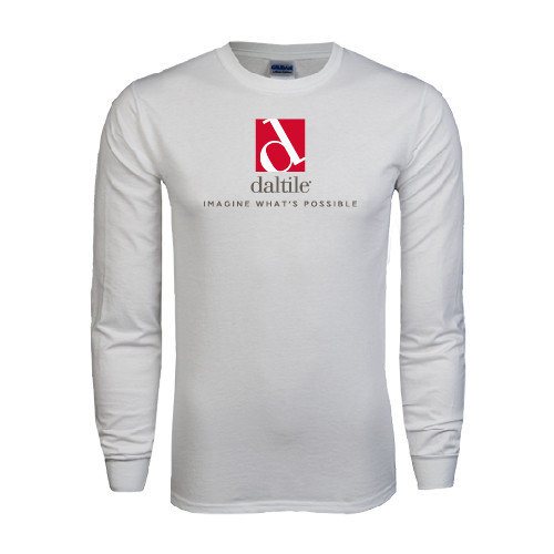 White Long Sleeve T Shirt-Daltile Stacked Logo w/Tagline