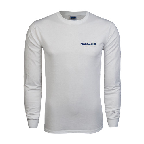 White Long Sleeve T Shirt-Marazzi Logo w/Tagline