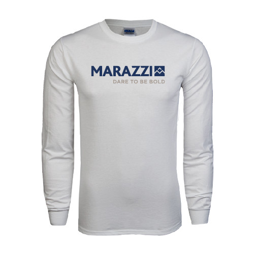 White Long Sleeve T Shirt-Marazzi Logo w/Tagline