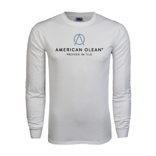 White Long Sleeve T Shirt-American Olean w/Tagline